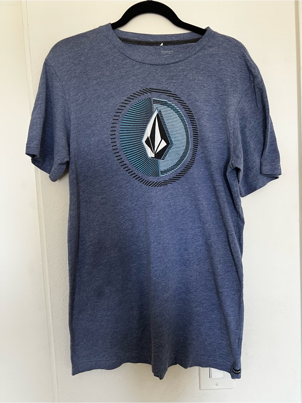 Volcom Men's Heather Blue Graphic Logo Tee